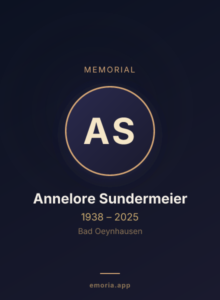Memorial portrait of Annelore Sundermeier