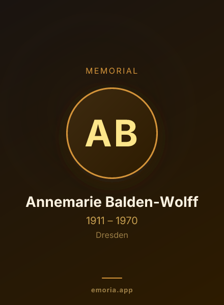 Memorial portrait of Annemarie Balden-Wolff