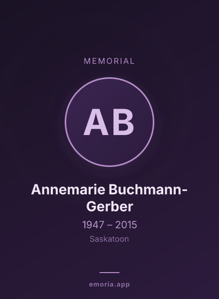Memorial portrait of Annemarie Buchmann-Gerber