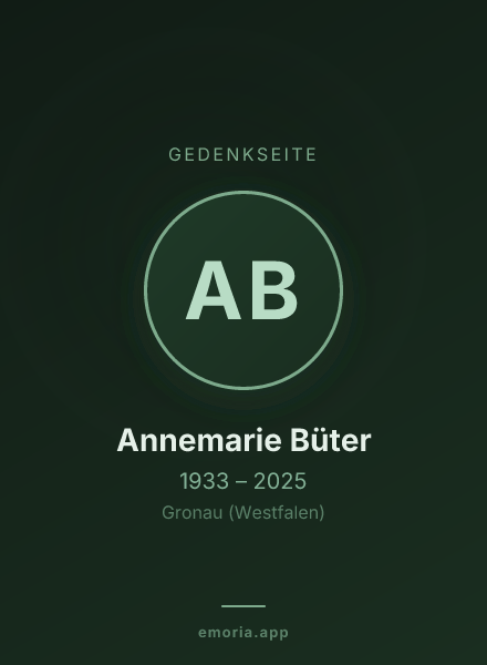 Gedenkportrait von Annemarie Büter