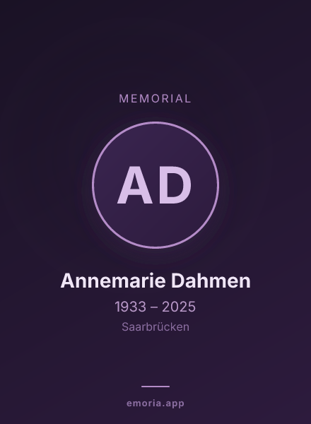 Memorial portrait of Annemarie Dahmen