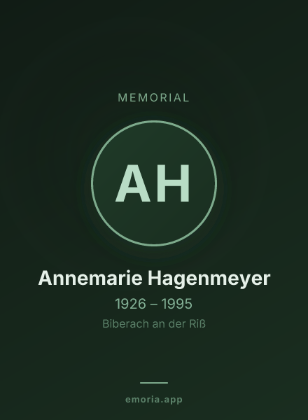Memorial portrait of Annemarie Hagenmeyer