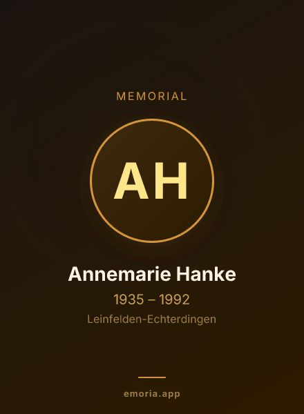 Memorial portrait of Annemarie Hanke
