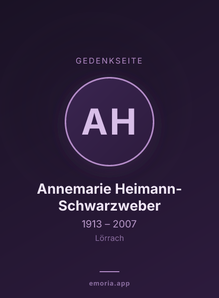Gedenkportrait von Annemarie Heimann-Schwarzweber