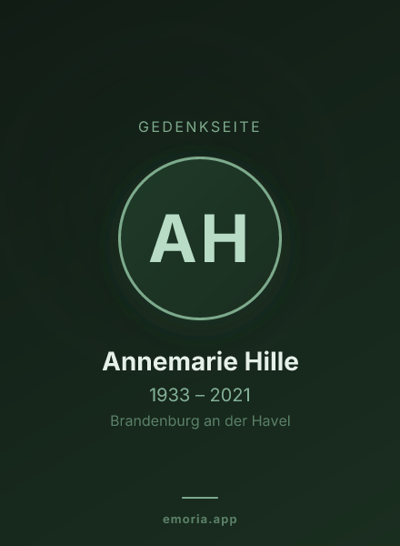 Gedenkportrait von Annemarie Hille