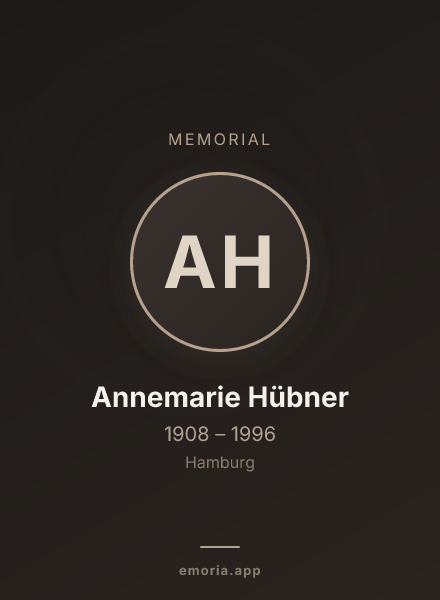 Memorial portrait of Annemarie Hübner