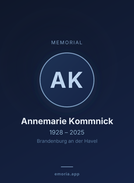 Memorial portrait of Annemarie Kommnick