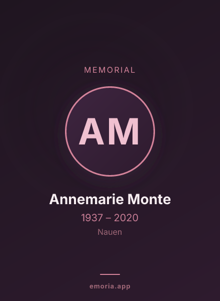 Memorial portrait of Annemarie Monte