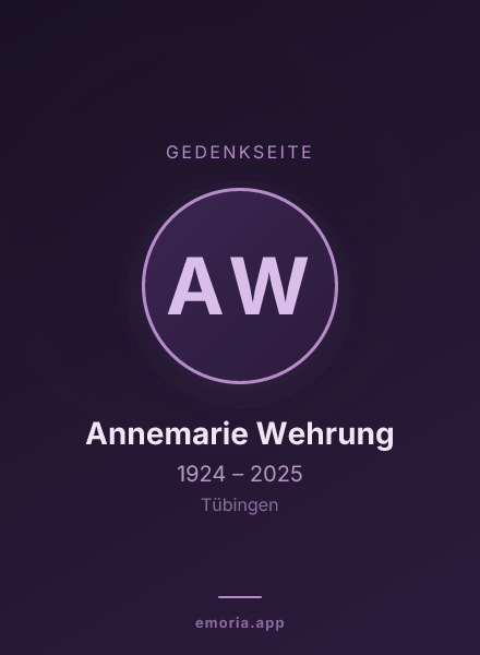 Gedenkportrait von Annemarie Wehrung