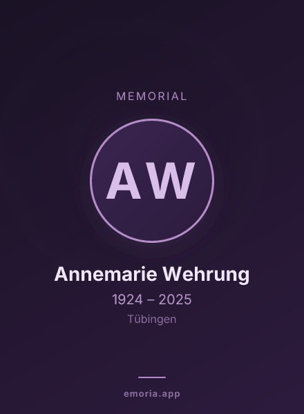 Memorial portrait of Annemarie Wehrung