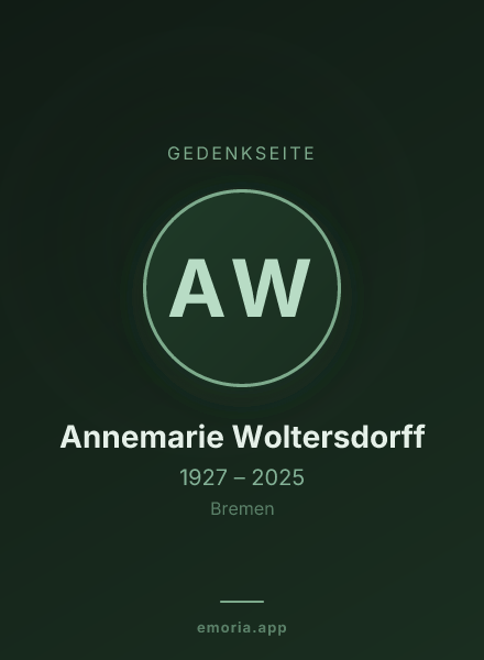 Gedenkportrait von Annemarie Woltersdorff