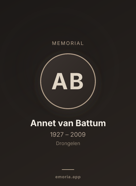 Memorial portrait of Annet van Battum