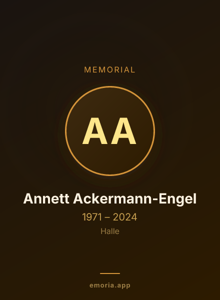 Memorial portrait of Annett Ackermann-Engel