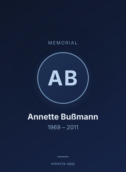 Memorial portrait of Annette Bußmann