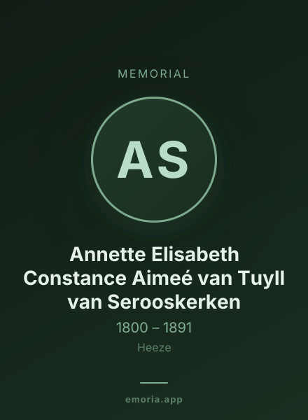 Memorial portrait of Annette Elisabeth Constance Aimeé van Tuyll van Serooskerken