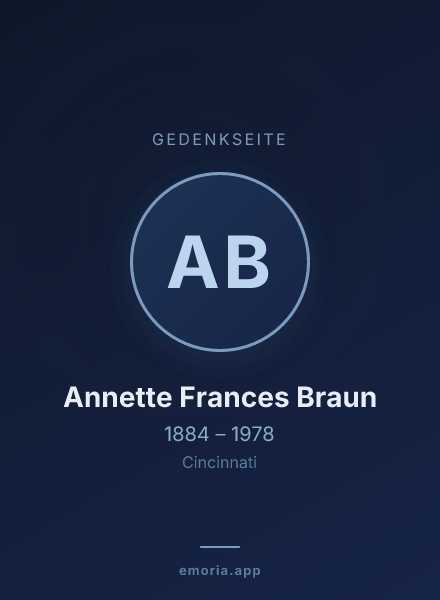 Gedenkportrait von Annette Frances Braun