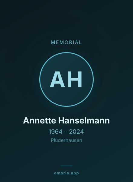 Memorial portrait of Annette Hanselmann