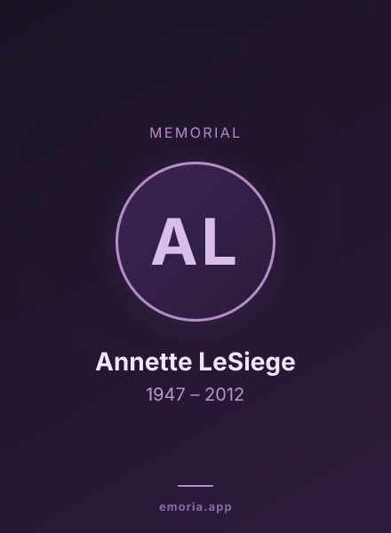 Memorial portrait of Annette LeSiege