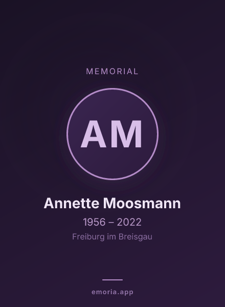 Memorial portrait of Annette Moosmann