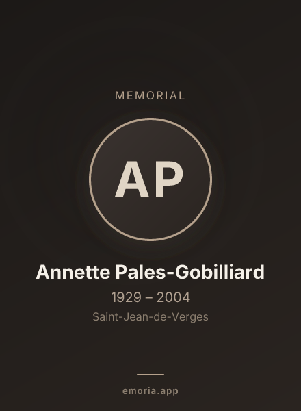 Memorial portrait of Annette Pales-Gobilliard