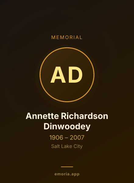 Memorial portrait of Annette Richardson Dinwoodey