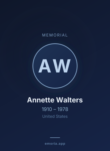 Memorial portrait of Annette Walters