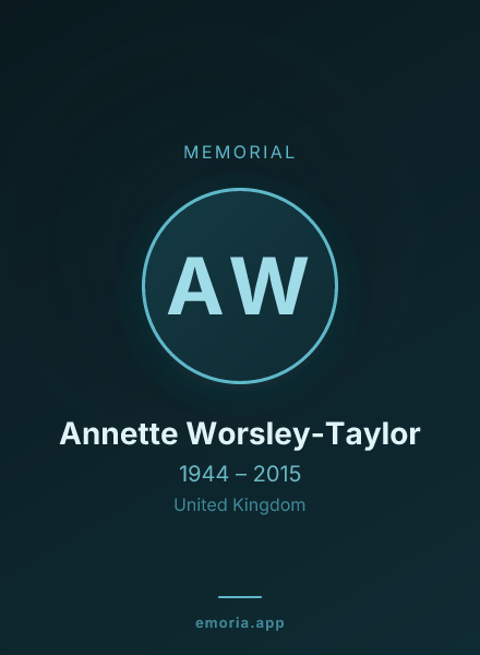 Memorial portrait of Annette Worsley-Taylor