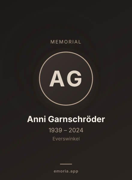Memorial portrait of Anni Garnschröder