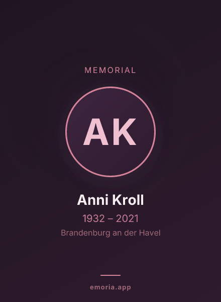 Memorial portrait of Anni Kroll