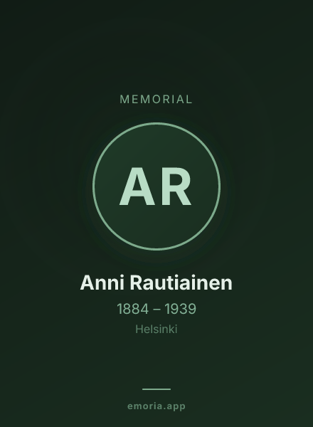 Memorial portrait of Anni Rautiainen