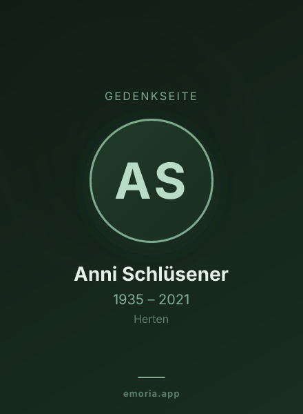 Gedenkportrait von Anni Schlüsener