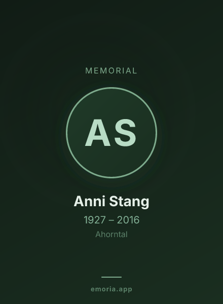 Memorial portrait of Anni Stang