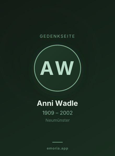 Gedenkportrait von Anni Wadle