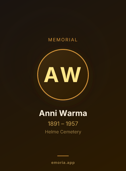 Memorial portrait of Anni Warma