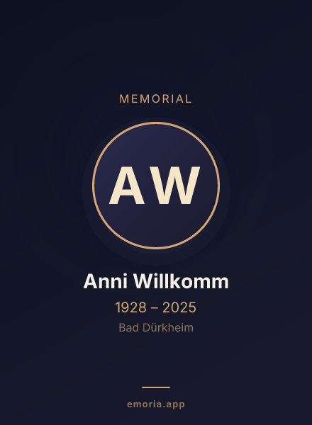 Memorial portrait of Anni Willkomm