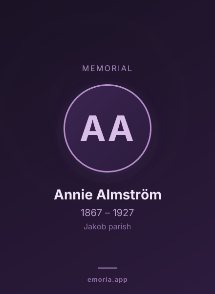 Memorial portrait of Annie Almström