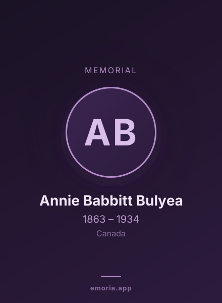 Memorial portrait of Annie Babbitt Bulyea