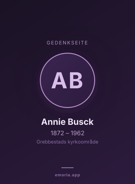 Gedenkportrait von Annie Busck