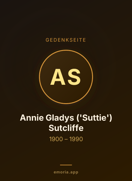 Gedenkportrait von Annie Gladys ('Suttie') Sutcliffe