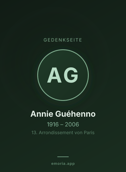 Gedenkportrait von Annie Guéhenno