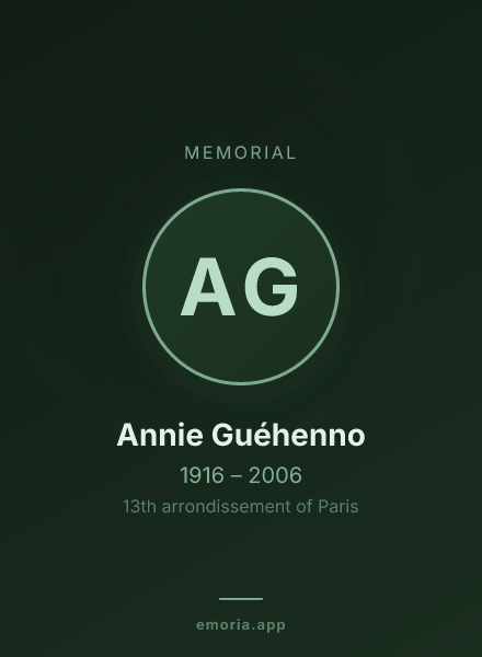 Memorial portrait of Annie Guéhenno