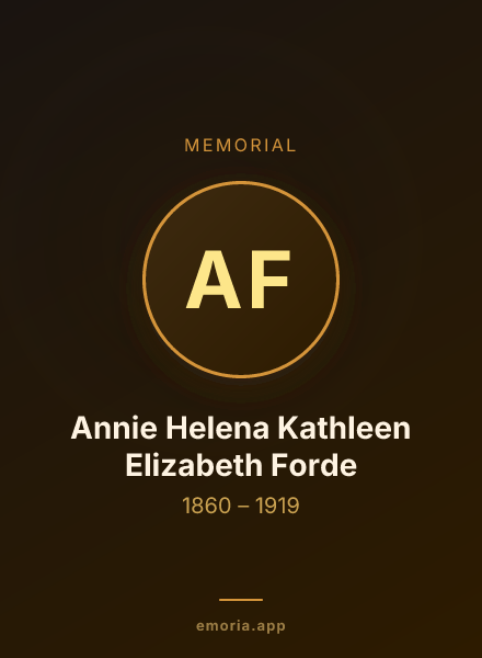 Memorial portrait of Annie Helena Kathleen Elizabeth Forde