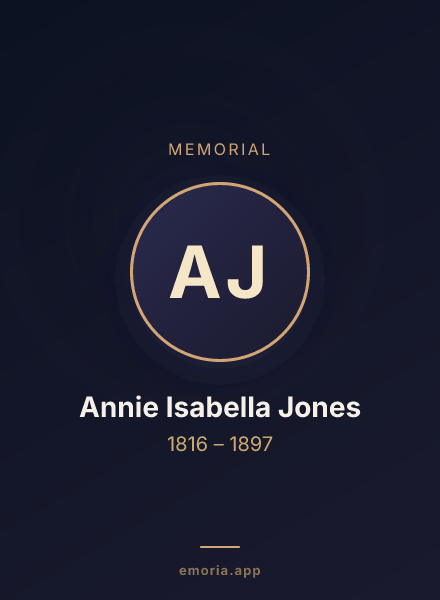 Memorial portrait of Annie Isabella Jones