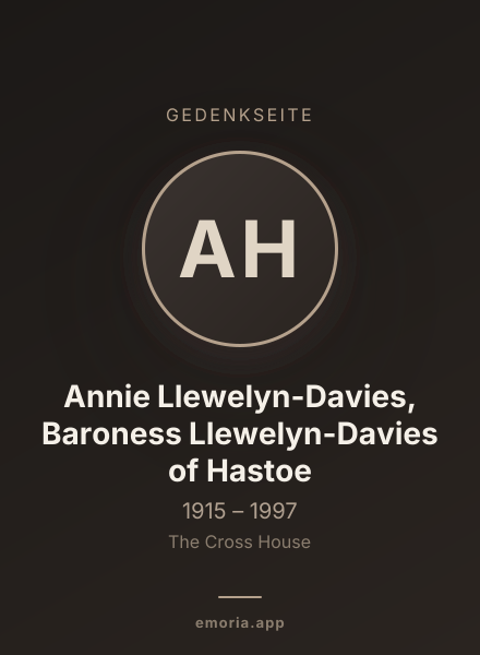 Gedenkportrait von Annie Llewelyn-Davies, Baroness Llewelyn-Davies of Hastoe