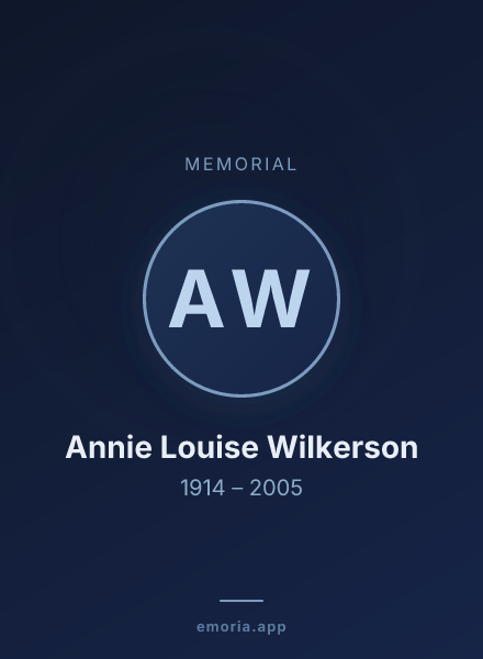 Memorial portrait of Annie Louise Wilkerson