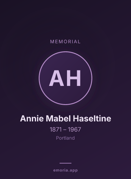 Memorial portrait of Annie Mabel Haseltine