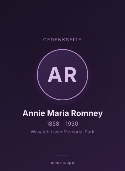 Gedenkportrait von Annie Maria Romney