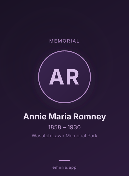 Memorial portrait of Annie Maria Romney