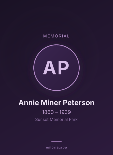 Memorial portrait of Annie Miner Peterson