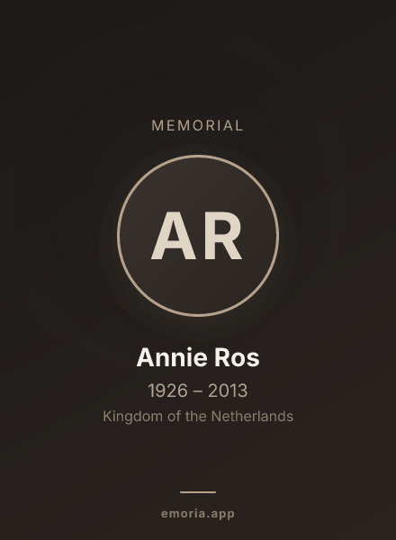 Memorial portrait of Annie Ros